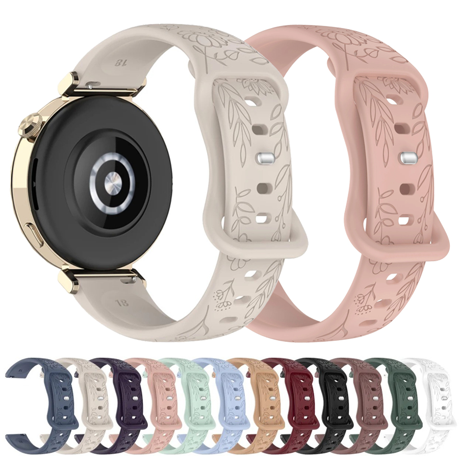 Silicone Watch Band 22Mm - حزام سيليكون ثلاثي الأبعاد بتصميم زهور