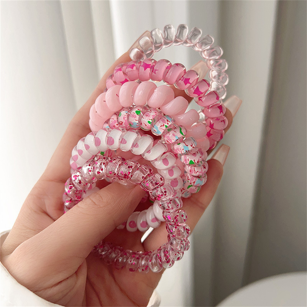 Silicone Band Women - 6 قطع من روابط الشعر الحلزونية