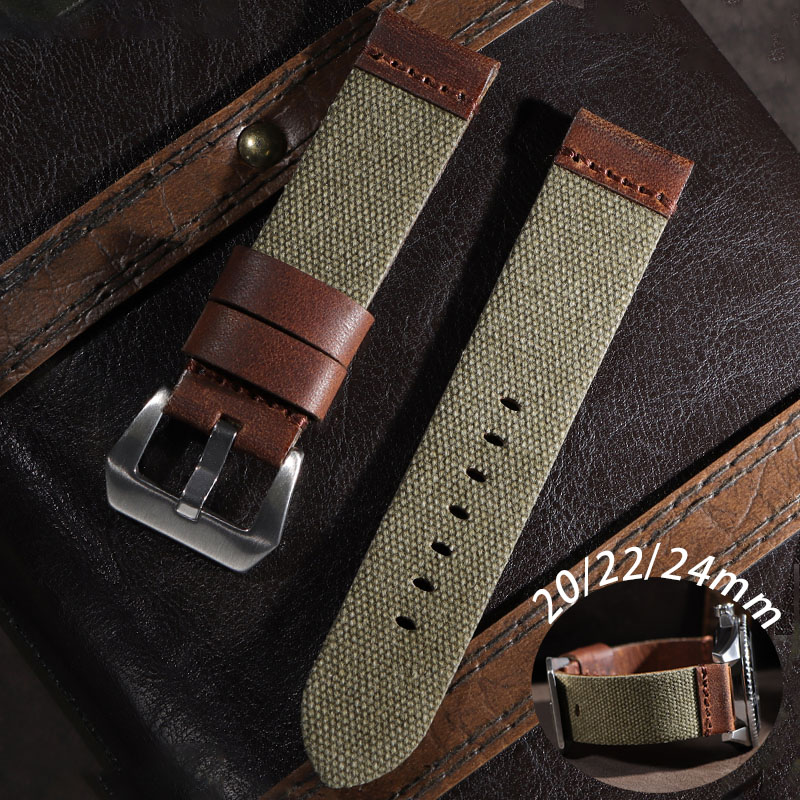 Leather Strap Quick Release - حزام ساعة من النايلون والجلد مقاس