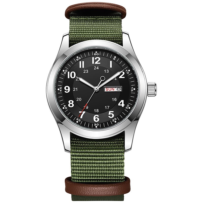 Canvas Strap Watch - ساعة رجالية 2026 بقطر 42 ملم