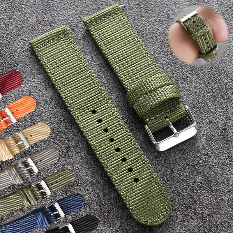 Canvas Strap Watch - حزام ساعة من النايلون مقاس 18
