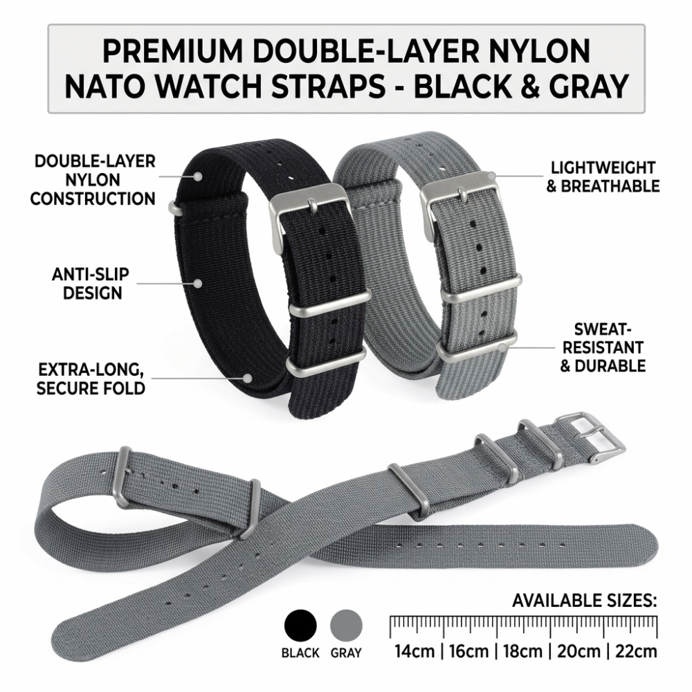حزام ساعة ناتو 14/16/18/20/22  - مراجعة Nato Strap Nylon وسعره