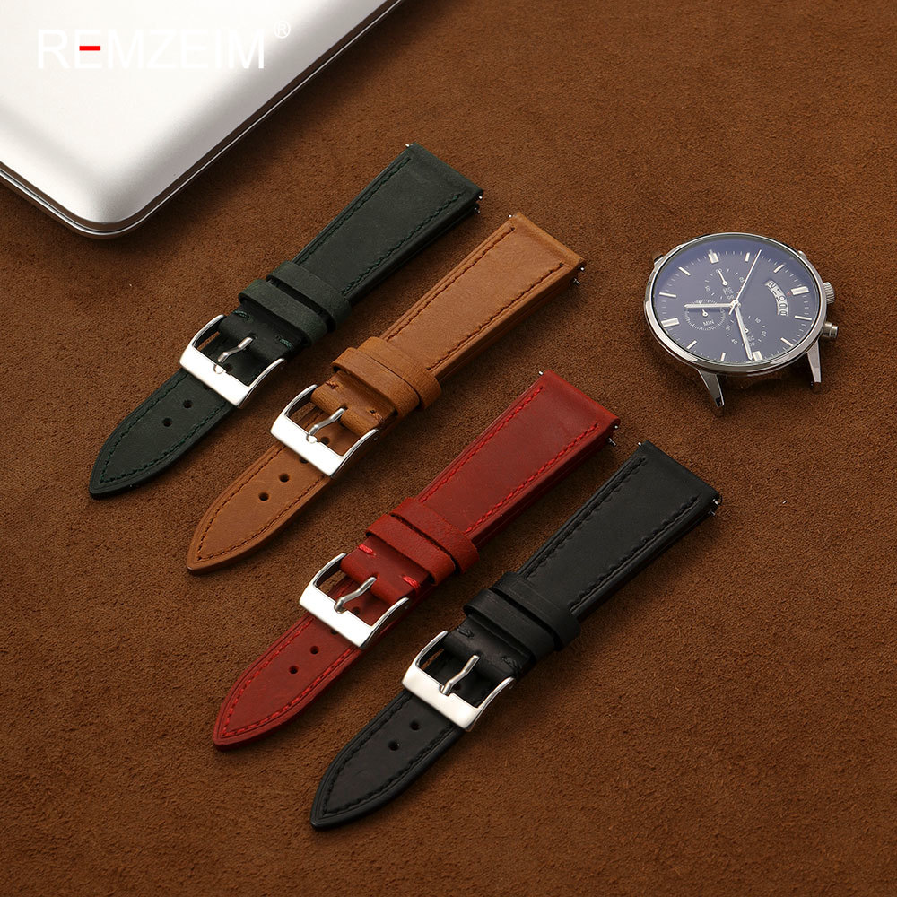 حزام ساعة من جلد كريزي هورس عت - مراجعة Leather Strap Quick Release وسعره