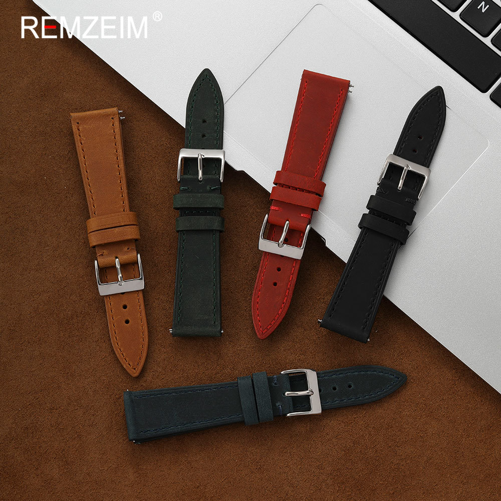 حزام ساعة من جلد كريزي هورس عت - مراجعة Leather Strap Quick Release وسعره