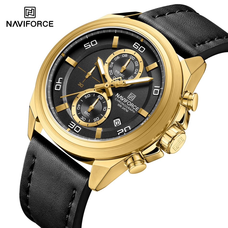 ساعات يد NAVIFORCE بحزام من ال - مراجعة Leather Watch Band Men وسعره