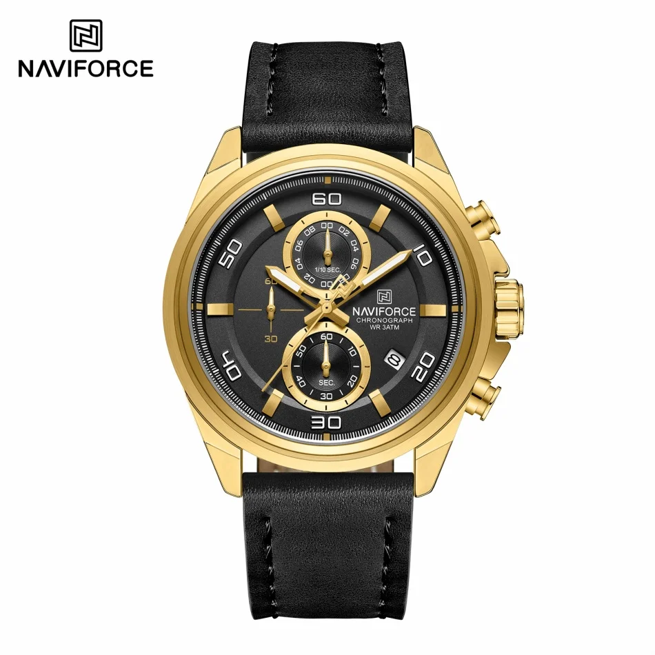 ساعات يد NAVIFORCE بحزام من ال - مراجعة Leather Watch Band Men وسعره