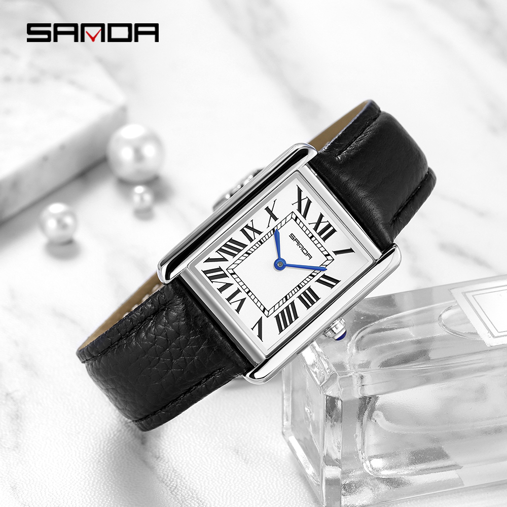 Sanda مستطيلة ساعات المعصم للر - مراجعة Leather Watch Band Men وسعره