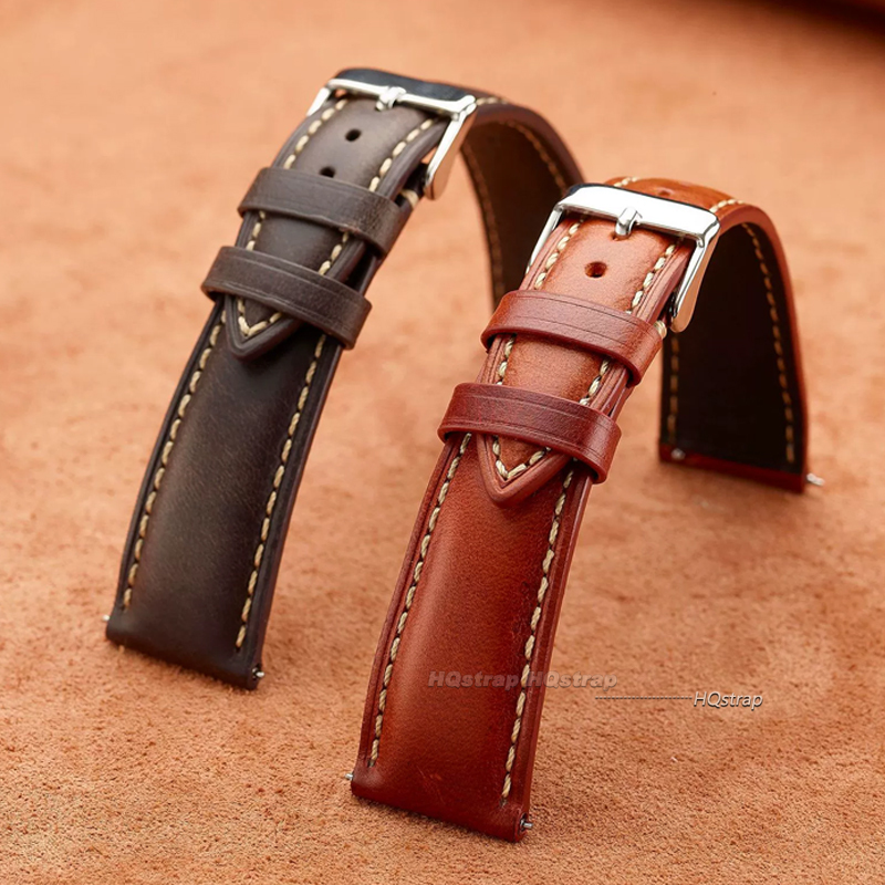 خمر جلد البقر حزام ساعة اليد ا - مراجعة Leather Strap Quick Release وسعره