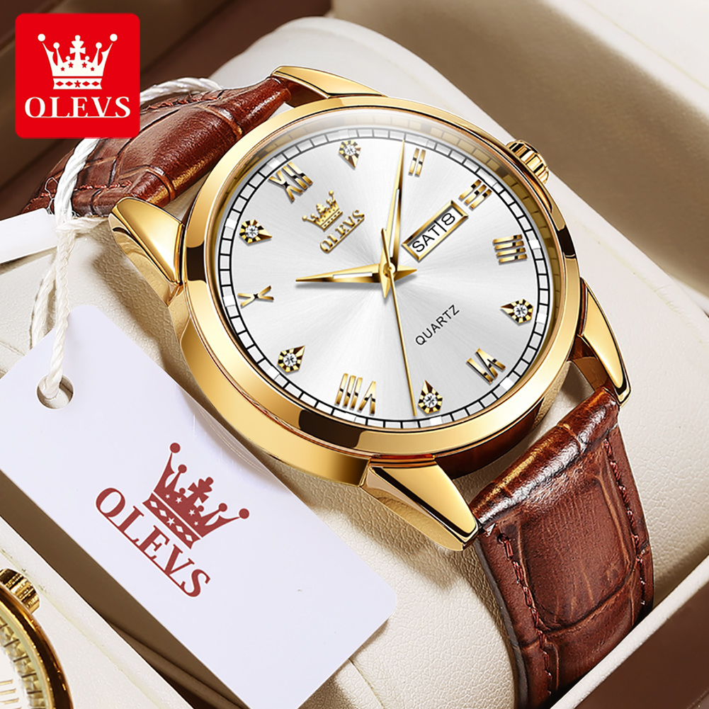 ساعة يد رجالية كوارتز من OLEVS - مراجعة Leather Watch Band Men وسعره