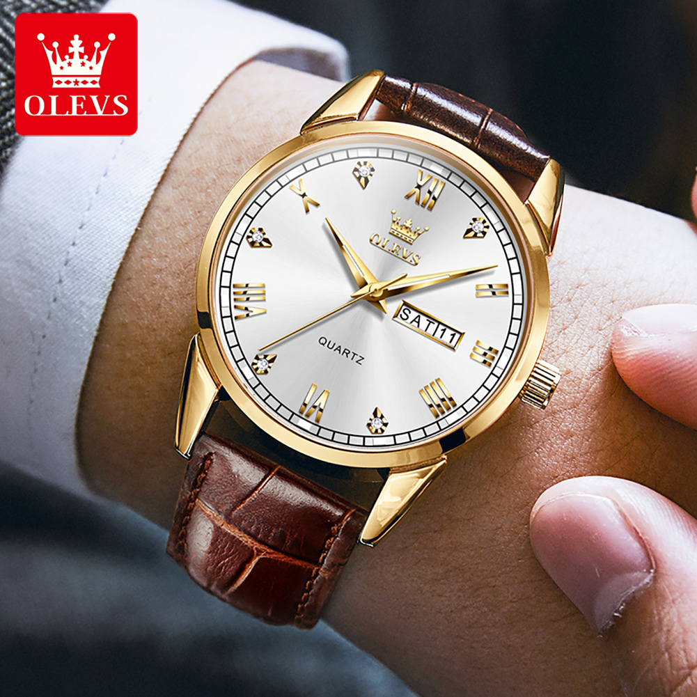 ساعة يد رجالية كوارتز من OLEVS - مراجعة Leather Watch Band Men وسعره