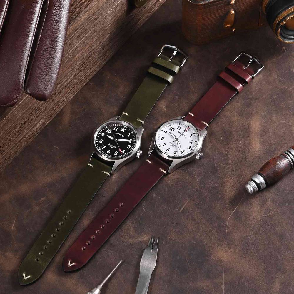 أحزمة ساعة من الجلد الشمعي من  - مراجعة Leather Strap Quick Release وسعره