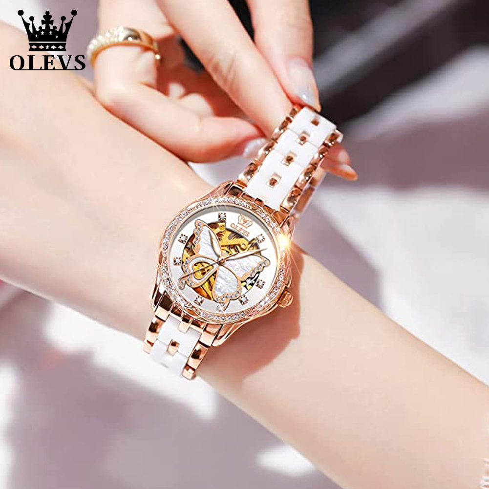 OLEVS للنساء ساعات أوتوماتيكية - مراجعة Butterfly Clasp Deployant وسعره